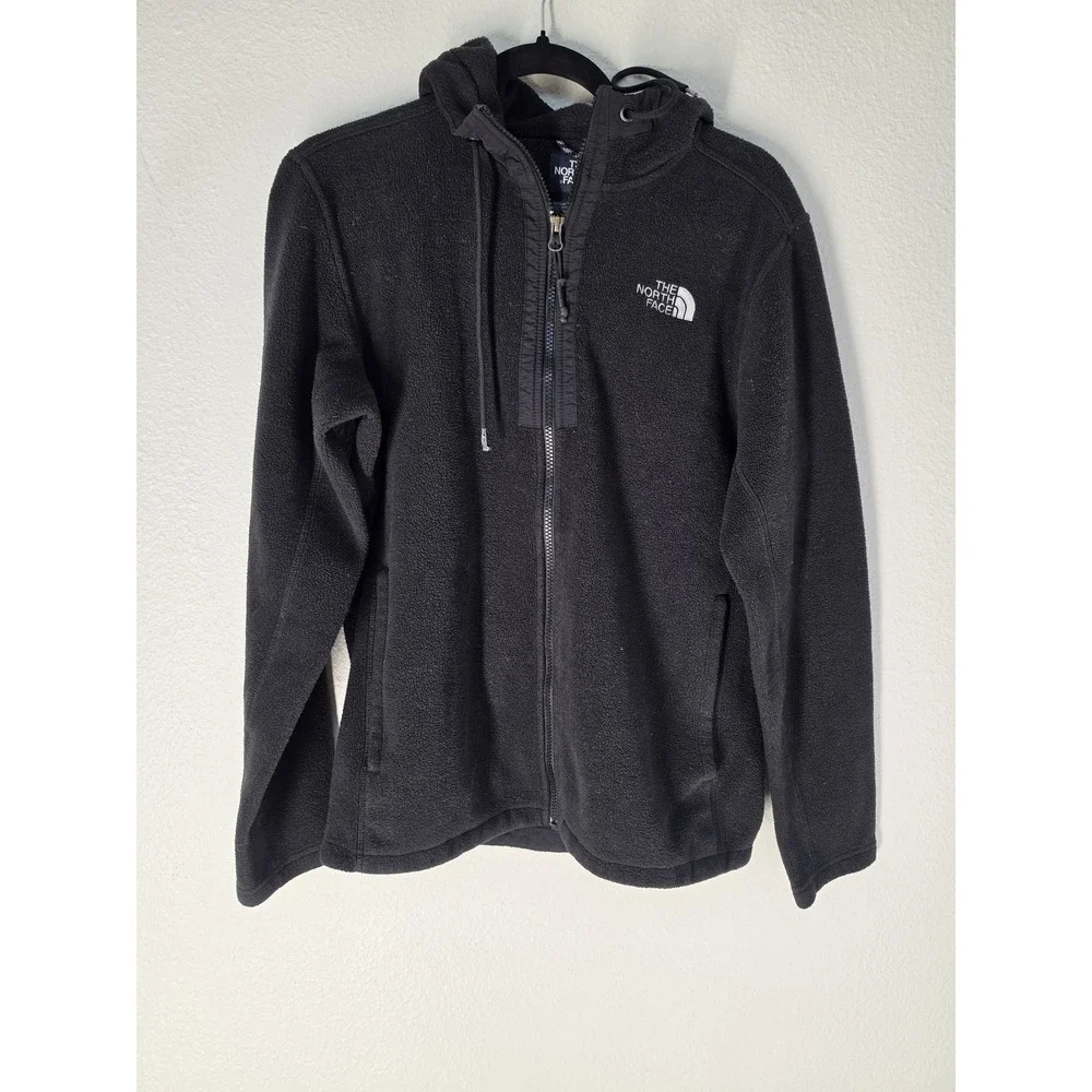 The North Face Fleece Jacket Men S Black Solid Collared Pullover Coat Zip